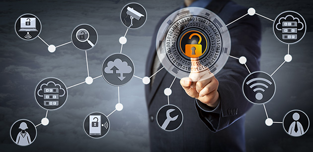 Different areas of a company, connected and centrally encrypted